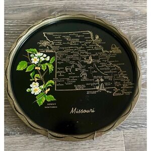 Vintage Missouri Souvenir State Travel Metal Tray Plate
